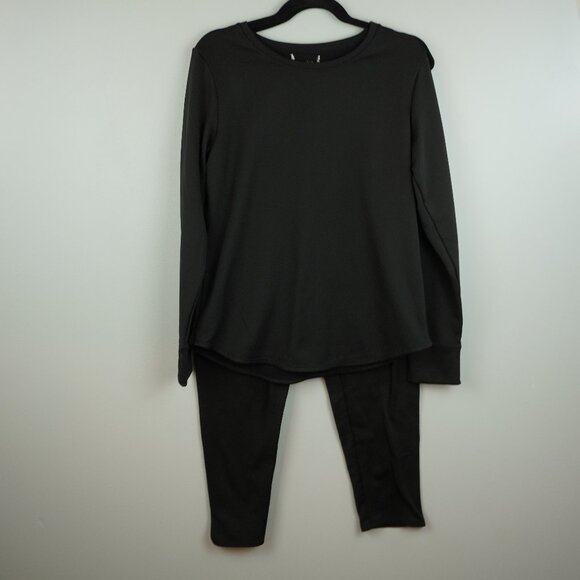 Climate Right by Cuddl Duds 2 Piece Pants and Top Black Size‎ XL Thumbholes - Picture 1 of 4